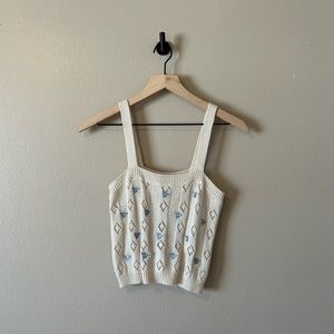 Pink Rose Knitted‎ Crop Top M - Excellent Preloved Condition, Minor Stain